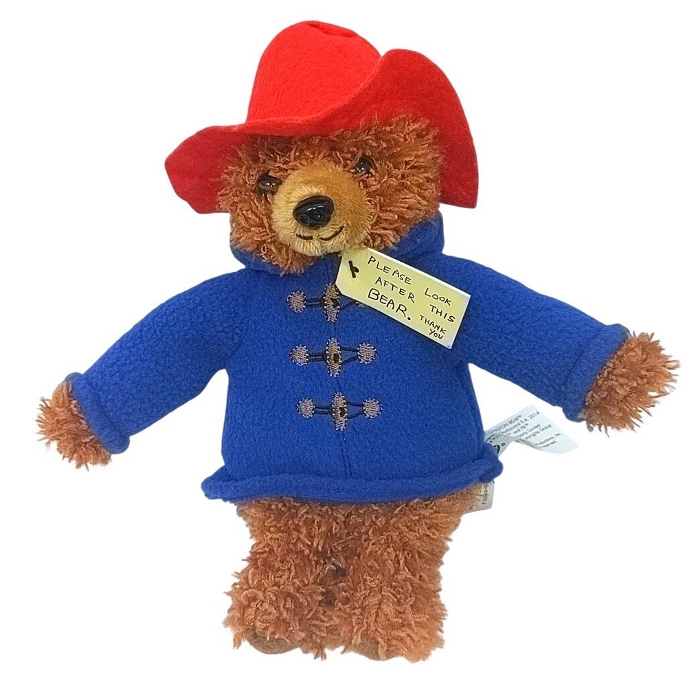2014 YOTTOY Paddington Bear Plush 8.5" Blue Duffle Coat Hat Stuffed Animal New